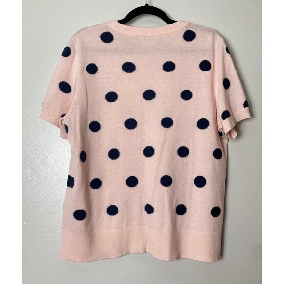 KATE SPADE SWEATER XXL PINK CASHMERE WOOL POLKA DOT SHORT SLEEVE - Picture 3 of 10